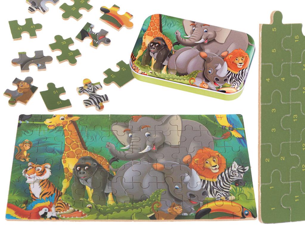 Puzzle dla dzieci bajkowe w puszce dżungla 60 elementów nr. 1