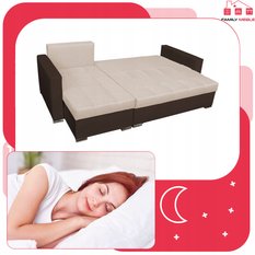 Narożnik FIGO 226x74x140 cm rozkładany z funkcją spania rogówka do salonu beżowo brązowy - Miniaturka zdjęcia nr 7