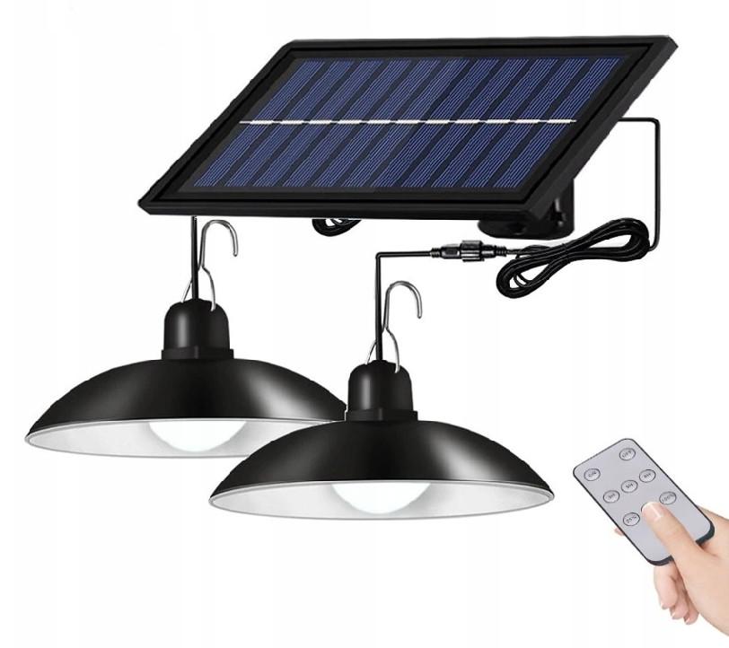 Lampa 18 cm solarna żyrandol z pilotem do ogrodu czarna 