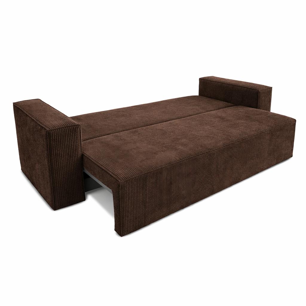 Kanapa rozkładana Verona 248x52x93 cm wersalka z funkcją spania i pojemnikiem sprężyny bonell czekoladowa brąz nr. 5