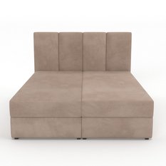 Łóżko kontynentalne 160x200x113 cm tapicerowane podwójne z materacem beżowe - Miniaturka zdjęcia nr 9