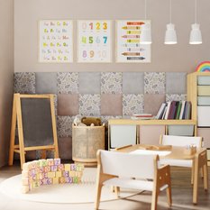 Panele tapicerowane 30x30 cm pastelowe rośliny z nadrukiem dla dzieci na ścianę - Miniaturka zdjęcia nr 7