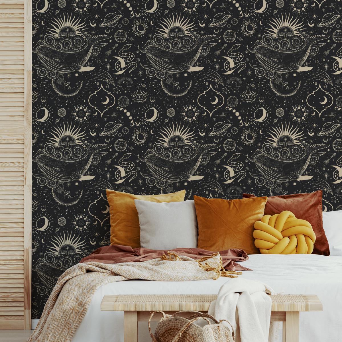 Tapeta Ścienna Wieloryby SŁOŃCE Abstrakcja Boho  nr. 7