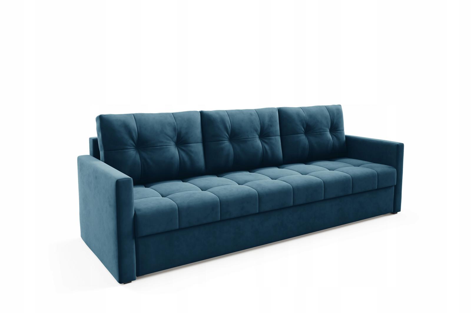 Kanapa IVIO 230x87x86 cm sofa z funkcją spania rozkładana velvet welur niebieska do salonu nr. 3