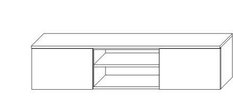 Szafka RTV ROMA 150x40x35 cm biało czarna częściowo zabudowana z uchwytami do salonu  - Miniaturka zdjęcia nr 3