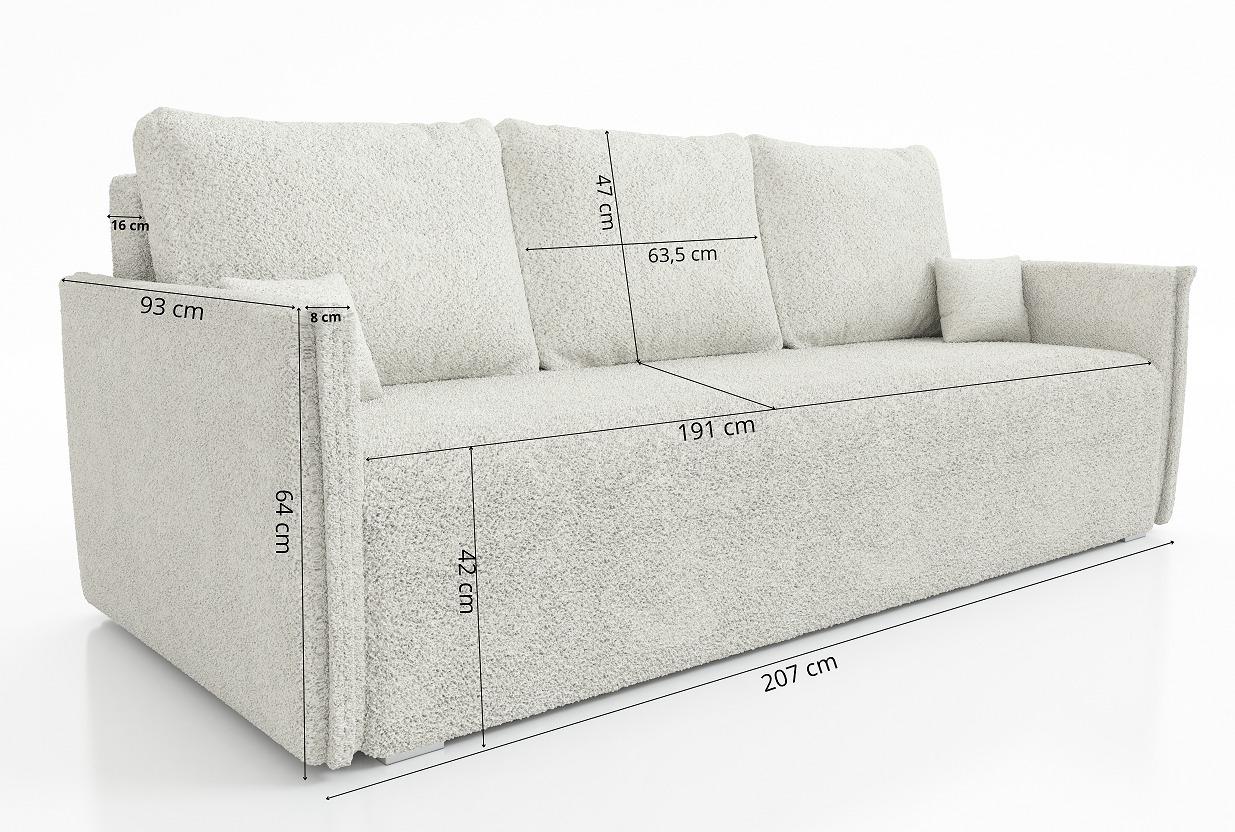Kanapa Bianca 90x207x93 cm z funkcją spania do salonu rozkładana lambi brązowa nr. 5