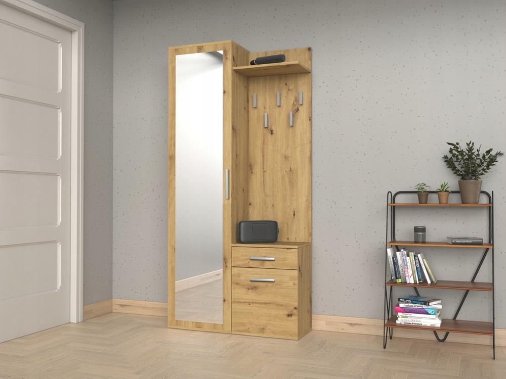 Garderoba z lustrem DUO 50x124x35 cm wieszaki szafa biała do przedpokoju nr. 4