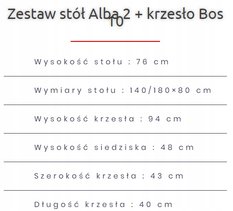 Zestaw do jadalni stół ALBA 140/180x80 cm rozkładany + 4 krzesła BOS buk naturalny biały blat - Miniaturka zdjęcia nr 4