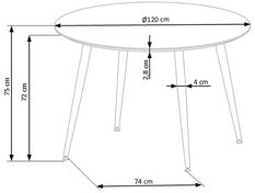 Stół okrągły Embos 120 cm do jadalni salonu kuchni czarny złoty - Miniaturka zdjęcia nr 8