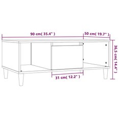 Stolik kawowy 90x50x36,5 cm z praktyczną szufladą i przestronnymi przegrodami szary dąb sonoma do salonu - Miniaturka zdjęcia nr 10