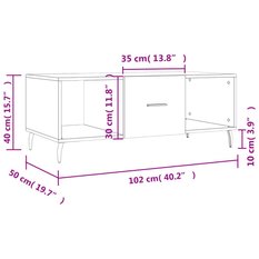 Stolik kawowy 102x50x40 cm z praktyczną szufladą i 2 przegrodami szary dąb sonoma do salonu - Miniaturka zdjęcia nr 10