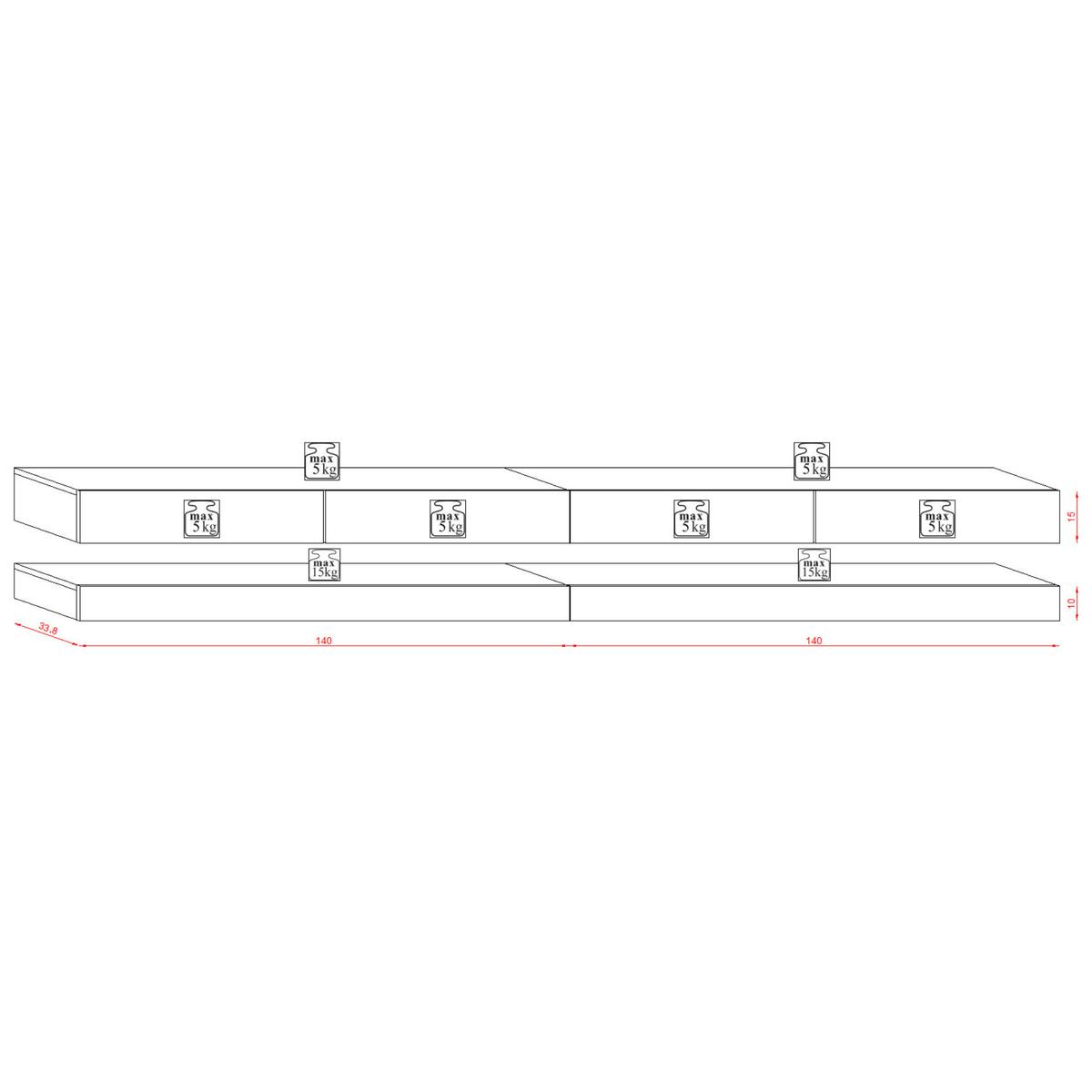 Szafka rtv Fly Le Double 280 cm LED do salonu wisząca dąb wotan nr. 4