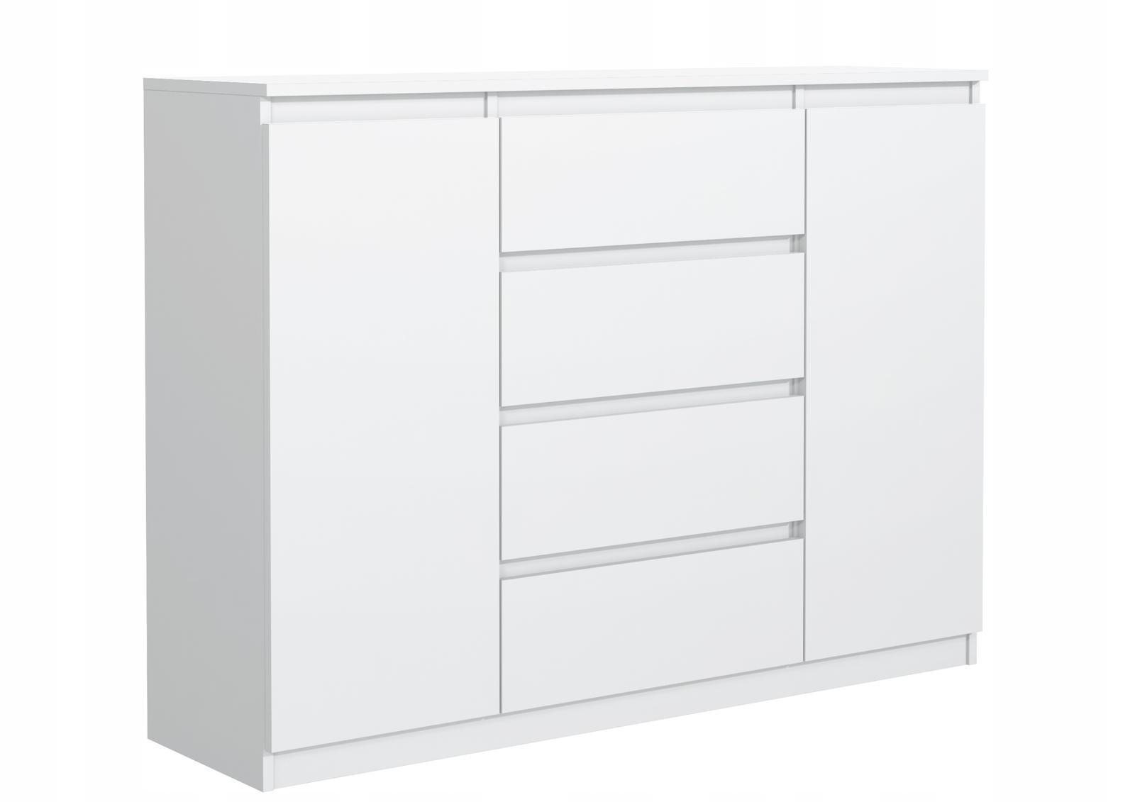 Komoda 120 cm MARTUSIA 101x120x39 cm z 2 drzwiami i 4 szufladami biała do salonu i sypialni pojemna nr. 5