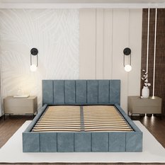 Łóżko tapicerowane 140x200 premium z pojemnikiem do sypialni morskie wezgłowie 107 cm - Miniaturka zdjęcia nr 5