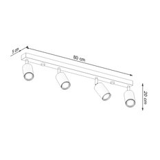 Plafon BERG 4 naturalne drewno 20x5x80cm nowoczesna lampa GU10 do salonu  - Miniaturka zdjęcia nr 4