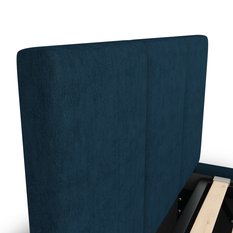 Łóżko Pojedyncze 90x200cm łóżko tapicerowane z pojemnikiem granatowe do sypialni wezgłowie 88 cm - Miniaturka zdjęcia nr 8