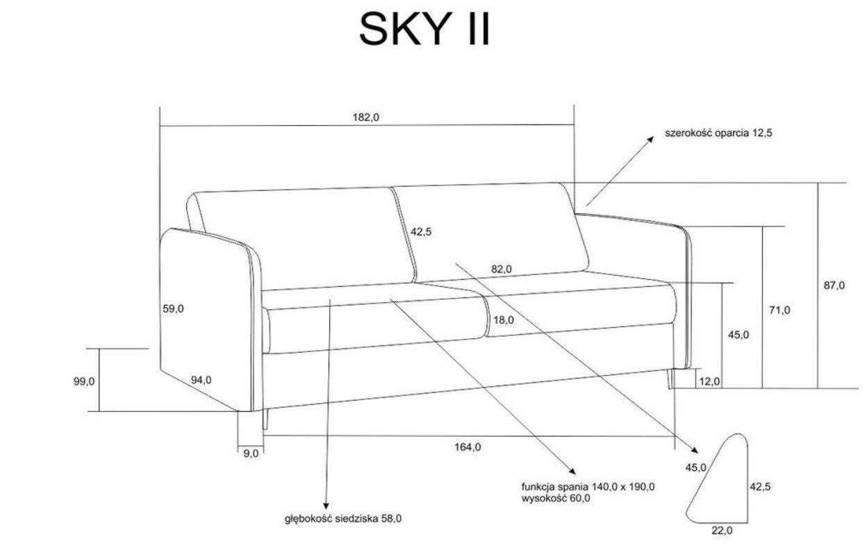 Kanapa sofa SKY szara elegancka do salonu z funckją spania  nr. 4