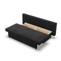 Kanapa 3-osobowa NOLA 191x92x91 cm sofa rozkładana z pojemnikiem sprężyna bonell do pokoju do salonu czarna - Miniaturka zdjęcia nr 4