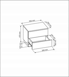 Stolik nocny 55x39x47,5 cm biały front połysk LED pojemna szafka nocna - Miniaturka zdjęcia nr 4