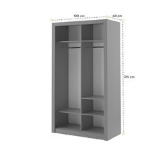 Szafa z lustrem Arti 120 cm do sypialni przedpokoju garderoby szary - Miniaturka zdjęcia nr 6