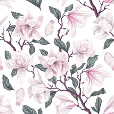 Tapeta do sypialni malowane kwiaty MAGNOLIA natura  - Miniaturka zdjęcia nr 4
