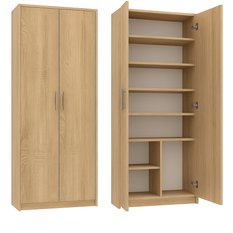 Regał Rafcio 2D 74x180x35 cm z półkami i drzwiami do pokoju biura dąb cremona bestseller - Miniaturka zdjęcia nr 1