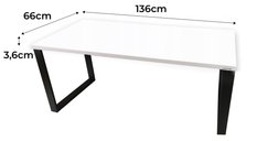 Biurko gamingowe model 0 Top 136x66x3.6 cm białe loftowe stabilne metalowe stół do pokoju gracza - Miniaturka zdjęcia nr 2