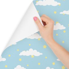 Tapeta dla dzieci – Gwiazdki i chmurki - Miniaturka zdjęcia nr 1