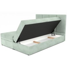 Łóżko kontynentalne 180x200x113 cm tapicerowane podwójne z materacem miętowe - Miniaturka zdjęcia nr 11