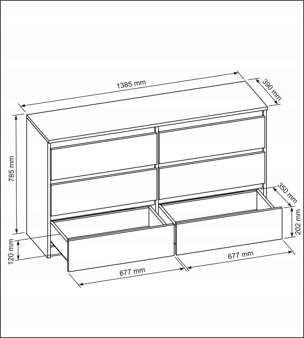 Komoda 140 cm z 6 szufladami dąb sonoma do salonu i sypialni nr. 7