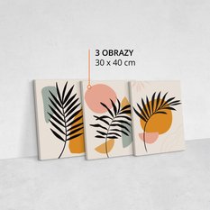 Obrazy Do Salonu Set Liście Palmowe Natura Abstrakcja Styl Boho 90x40cm - Miniaturka zdjęcia nr 10