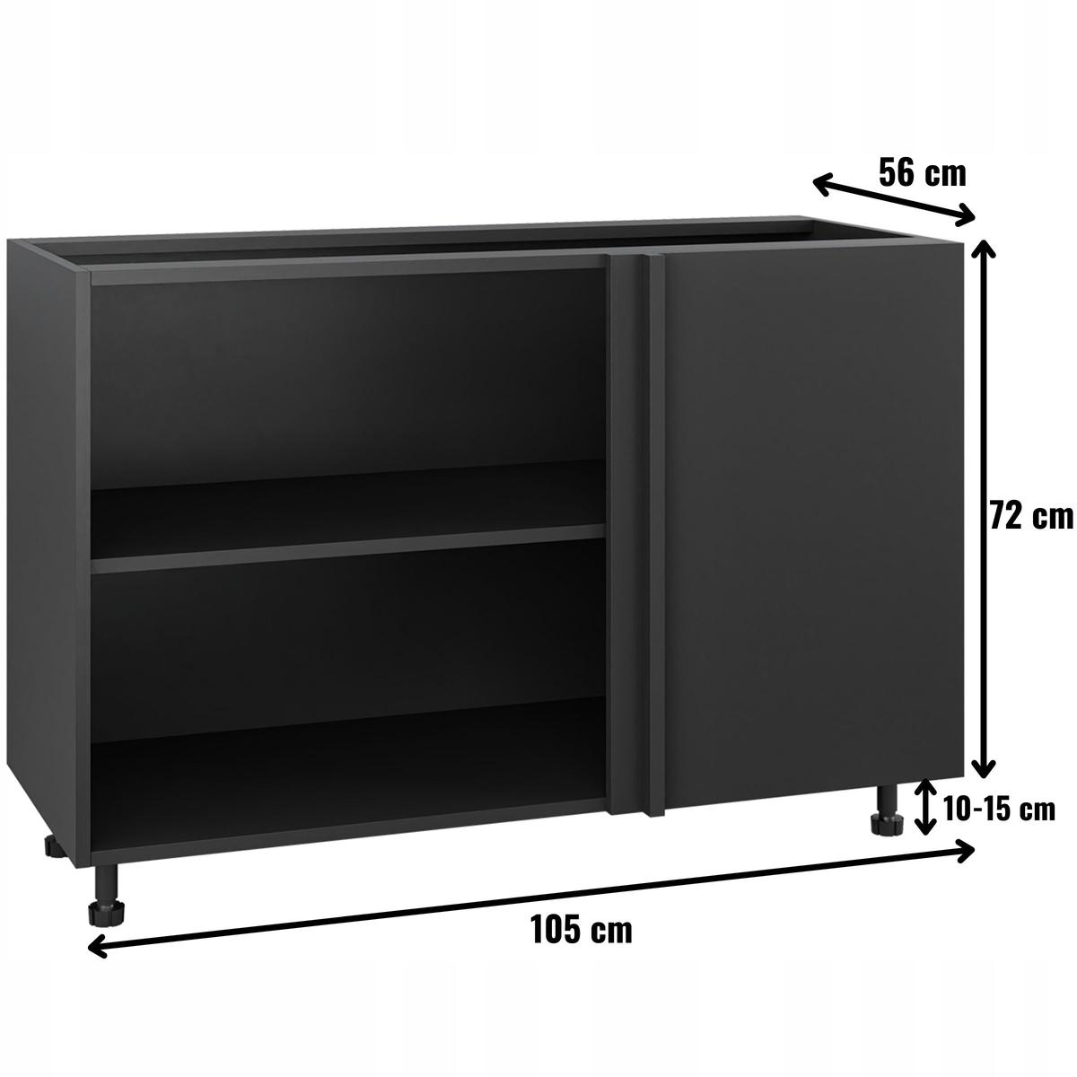 Korpus szafka kuchenna dolna narożna 105x72x56 cm z akcesoriami czarny  nr. 4