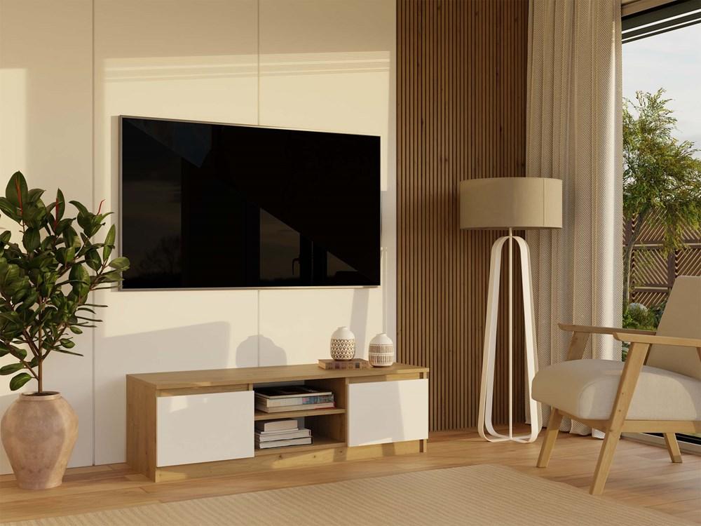 Szafka RTV Malwa 36x120x40 cm do salonu dąb artisan biel  nr. 8