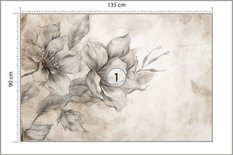 Fototapeta Do Sypialni Szare KWIATY Beton Abstrakcja Boho Dekoracja z Efektem 3D - Miniaturka zdjęcia nr 3