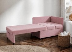 Sofa Viluś 106x75x80 cm różowa rozkładana sofa narożna jednoosobowa z funkcją spania i pojemnikiem na pościel - Miniaturka zdjęcia nr 7
