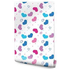 Tapeta Dla Dziewczynki Kolorowe SERDUSZKA Kropki 53x1000  - Miniaturka zdjęcia nr 2