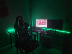 Biurko gamingowe narożne model 3 czarne LOFT metalowe nogi LED RGB przepust USB dla gracza 240x80x71cm - Miniaturka zdjęcia nr 12