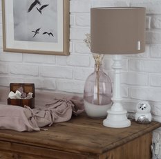 Lampa stołowa CLASSIC 25x25x55 cm beżowa drewno olejowane - Miniaturka zdjęcia nr 2