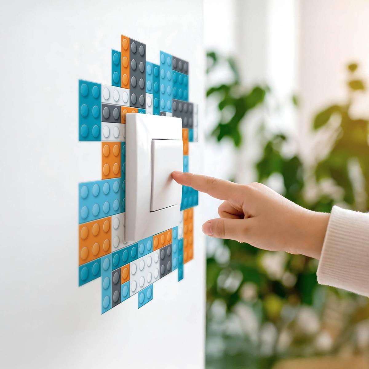 Naklejka Pod Włącznik Kontakt Kolorowe 20x20 Klocki Lego Do Pokoju Chłopca nr. 7