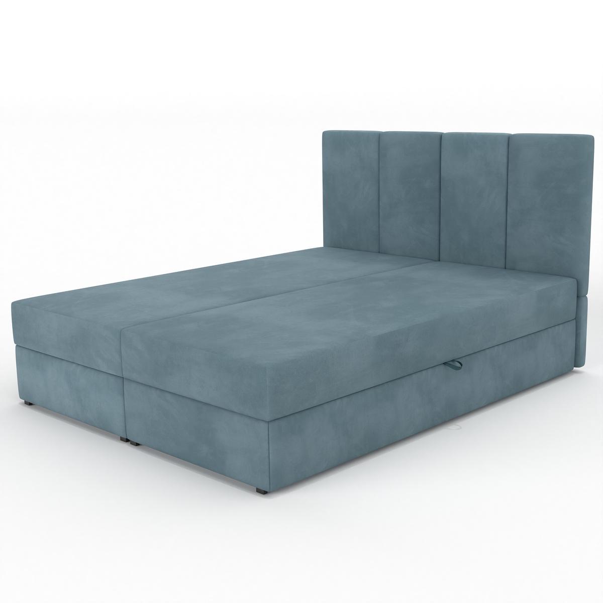 Łóżko kontynentalne 160x200x113 cm tapicerowane podwójne z materacem morskie nr. 10