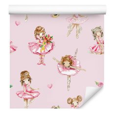Tapeta dla dziewczynki baletnice kwiaty serduszka
