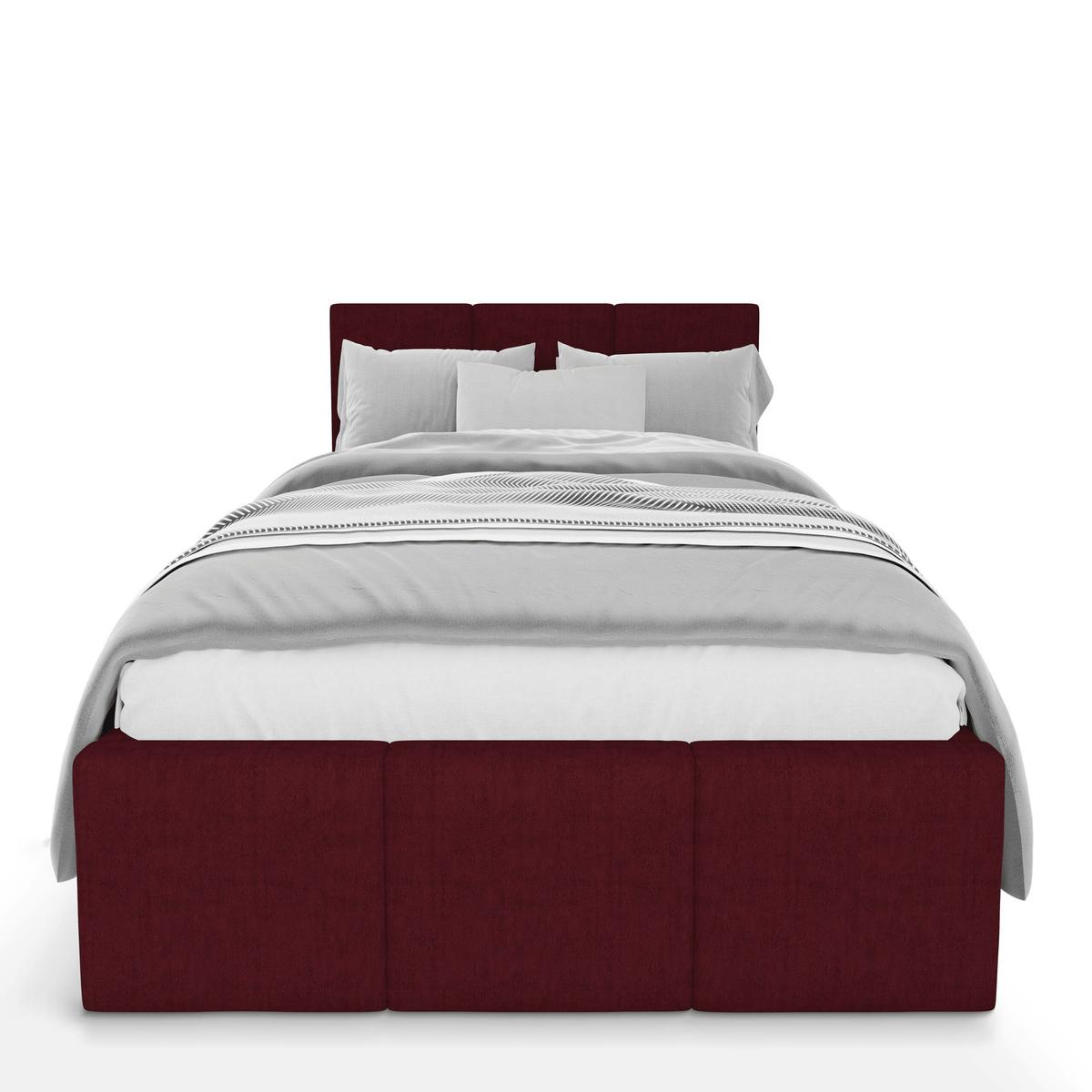 Łóżko Pojedyncze 90x200cm łóżko tapicerowane z pojemnikiem bordowe do sypialni wezgłowie 120 cm nr. 6