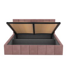 Łóżko tapicerowane 140x200 premium z pojemnikiem do sypialni różowe wezgłowie 107 cm - Miniaturka zdjęcia nr 12