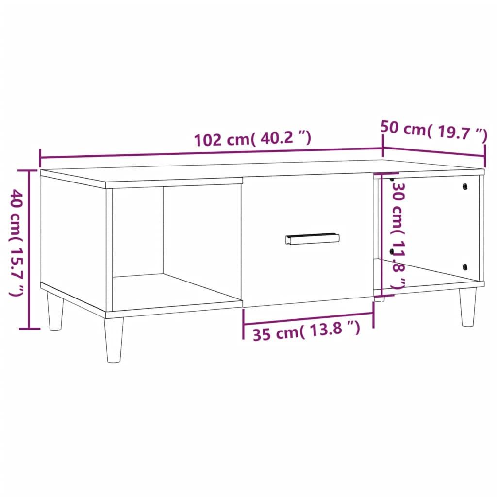 Stolik kawowy 102x50x40 cm z praktyczną szufladą i 2 przegrodami przydymiony dąb do salonu nr. 10