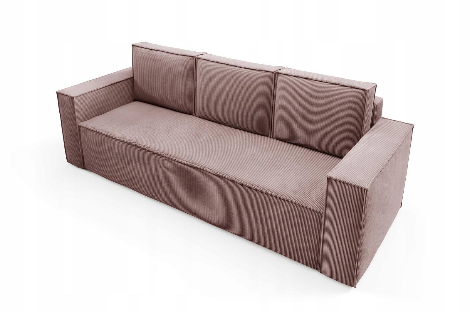 Kanapa 248x96x93 cm sofa z funkcją spania automat i pojemnik sztruks brudny róż do salonu nr. 3