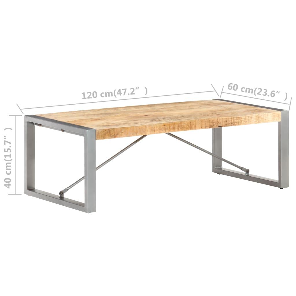 Stolik kawowy 120x60x40 cm na stabilnej ramie w stylu industrialnym z drewna mango do salonu nr. 6