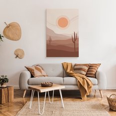 Obraz Do Sypialni Zachód Słońca Styl Boho Pustynia Kaktusy 80x120cm - Miniaturka zdjęcia nr 3