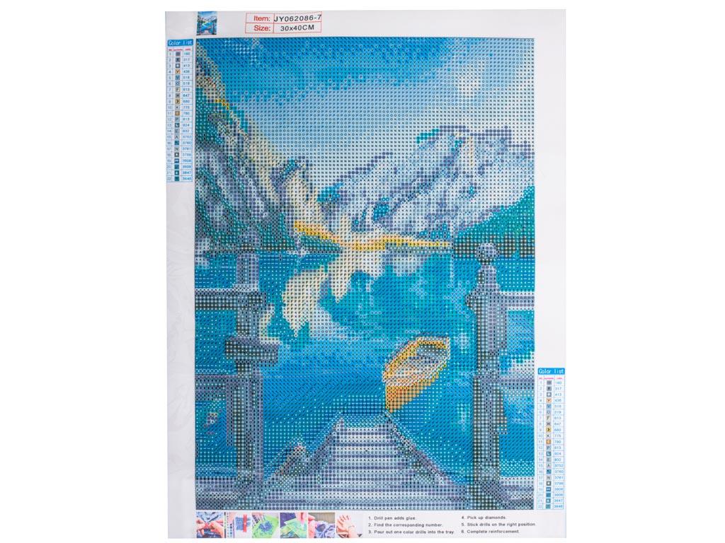 Haft diamentowy Diamond Painting mozaika DIY diamentowa zestaw dla dzieci 5D jezioro 40x30x1 cm nr. 14