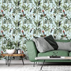 Tapeta Do Salonu Kolorowe PTAKI Tropikalne Rośliny  - Miniaturka zdjęcia nr 6
