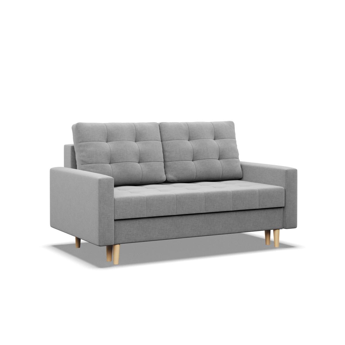 Sofa Elma 152x88x92 cm 2-osobowa skandynawska rozkładana z pojemnikiem na nóżkach do salonu kanapa sprężyna bonell jasna szara nr. 2